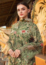 Maria B M.Prints 3PC Unstitched Lawn Suit – Embroidered Front, Olive Green (MPT-2508-B)