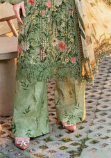 Maria B M.Prints 3PC Unstitched Lawn Suit – Embroidered Front, Olive Green (MPT-2508-B)