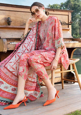 Maria B M.Prints 3PC Unstitched Lawn Suit – Embroidered Neck & Organza Patti (MPT-2513-A)