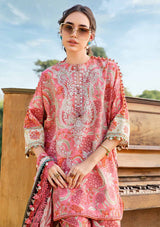 Maria B M.Prints 3PC Unstitched Lawn Suit – Embroidered Neck & Organza Patti (MPT-2513-A)