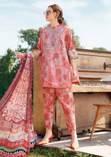 Maria B M.Prints 3PC Unstitched Lawn Suit – Embroidered Neck & Organza Patti (MPT-2513-A)