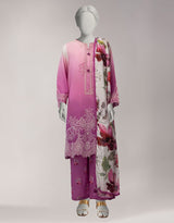 Pink Schiffli Embroidered Lawn 3-Piece Unstitched Suit - J.