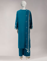 Teal Embroidered Lawn 3-Piece Unstitched Suit - J. - view 3