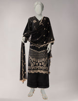 Black Embroidered Lawn 3-Piece Unstitched Suit - J. - view 3