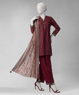 J. Zariya Maroon Printed Unstitched 3Pc Lawn Suit (JLU264558U)
