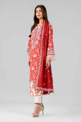 Nishat Linen 3PC Printed Embroidered Lawn Suit – Red Block Print (Summer'26)