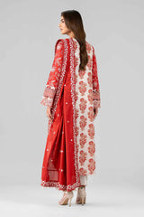 Nishat Linen 3PC Printed Embroidered Lawn Suit – Red Block Print (Summer'26)