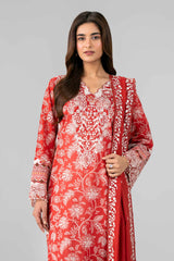 Nishat Linen 3PC Printed Embroidered Lawn Suit – Red Block Print (Summer'26)
