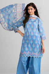 Nishat Linen 3PC Printed Embroidered Lawn Suit – Sky Blue Floral (Summer'26)