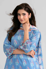 Nishat Linen 3PC Printed Embroidered Lawn Suit – Sky Blue Floral (Summer'26)