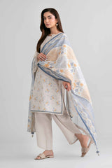 Nishat Linen 3PC Printed Embroidered Lawn Suit – Beige Floral (Summer'26)