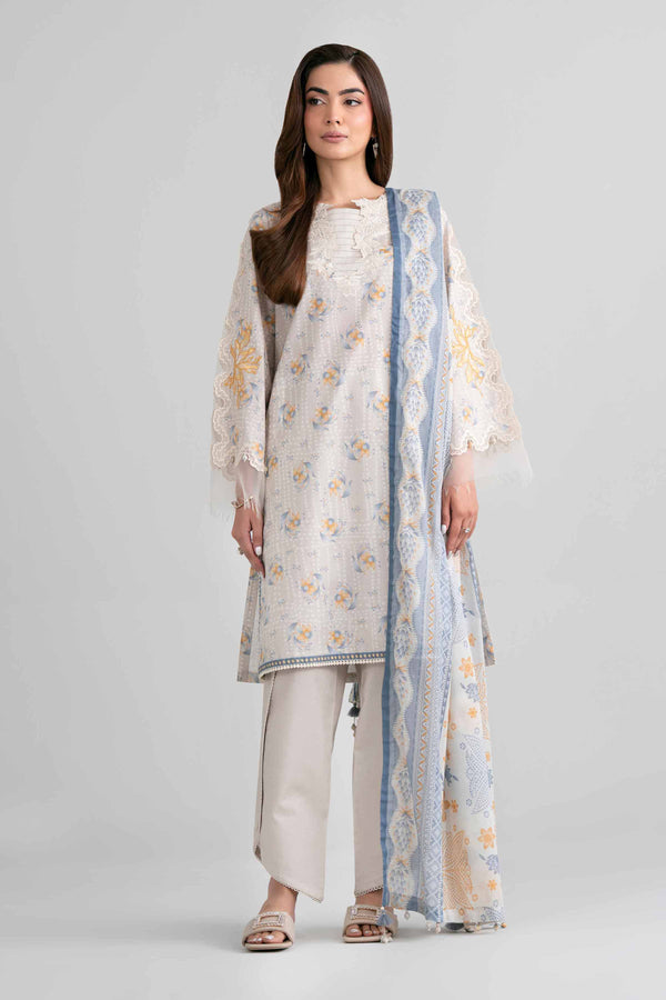 Nishat Linen 3PC Printed Embroidered Lawn Suit – Beige Floral (Summer'26)