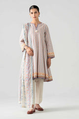 Nishat Linen 3PC Printed Lawn Suit – Beige Geometric Floral (Summer'26)