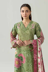 Olive Digital Embroidered Lawn 3-Piece Unstitched Suit - Nishat Linen - view 4