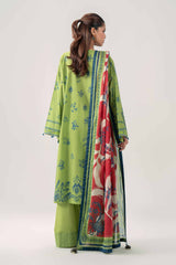 Green Embroidered Lawn 3-Piece Unstitched Suit - Nishat Linen - view 3