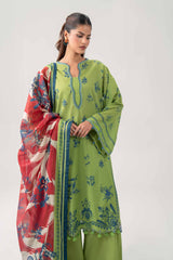 Green Embroidered Lawn 3-Piece Unstitched Suit - Nishat Linen - view 2