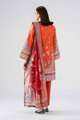 Rust Digital Printed Lawn 3-Piece Unstitched Suit - Nishat Linen - view 3