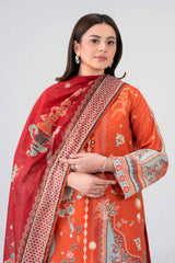 Rust Digital Printed Lawn 3-Piece Unstitched Suit - Nishat Linen - view 4