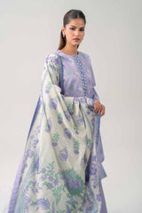 Lilac Printed Lawn 3-Piece Unstitched Suit - Nishat Linen - view 4
