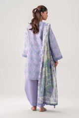 Lilac Printed Lawn 3-Piece Unstitched Suit - Nishat Linen - view 3