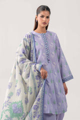 Lilac Printed Lawn 3-Piece Unstitched Suit - Nishat Linen - view 2