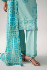 Nishat Linen 3PC Printed Embroidered Lawn Suit – Light Turquoise Kashmiri (Summer'26 Vol-3)