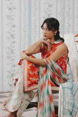 Nishat Linen 3PC Digital Printed Lawn Suit – Rust Floral Texture (Summer'26 Vol-3)