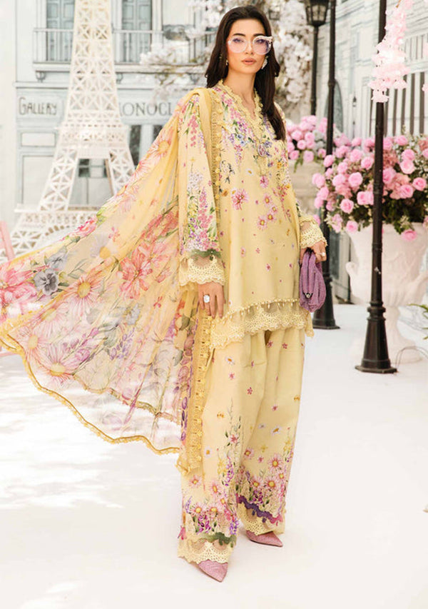 Maria B M.Prints 3PC Unstitched Lawn Suit – Embroidered Organza Patti (MPT-2603-A)