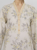 Ivory Meadow – 3 Piece Printed Lawn Suit with Monar Slub Dupatta