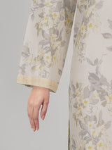 Ivory Meadow – 3 Piece Printed Lawn Suit with Monar Slub Dupatta
