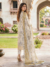 Ivory Meadow – 3 Piece Printed Lawn Suit with Monar Slub Dupatta