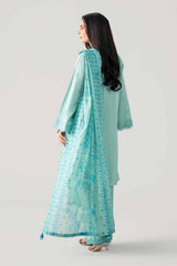 Turquoise Heirloom – 3 Piece Kashmiri Embroidered Lawn Suit with Printed Voile Dupatta