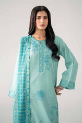 Turquoise Heirloom – 3 Piece Kashmiri Embroidered Lawn Suit with Printed Voile Dupatta