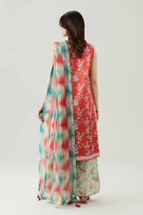 3 Piece Digital Printed Unstitched Lawn Suit - Rust Floral