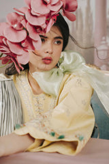 2 Piece Embroidered Fine Lawn Unstitched Suit - Light Gold | Premium Summer Collection
