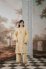 2 Piece Embroidered Fine Lawn Unstitched Suit - Light Gold | Premium Summer Collection