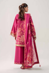 3 Piece Digital Printed Embroidered Unstitched Lawn Suit - Magenta | Nishat