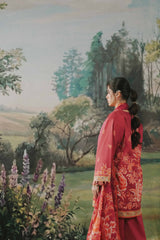 3 Piece Digital Printed Embroidered Unstitched Lawn Suit - Magenta | Nishat