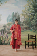 3 Piece Digital Printed Embroidered Unstitched Lawn Suit - Magenta | Nishat