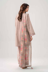 Desert Bloom – 3 Piece Embroidered Lawn Suit with Digital Chiffon Dupatta