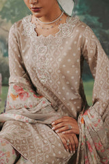 Desert Bloom – 3 Piece Embroidered Lawn Suit with Digital Chiffon Dupatta