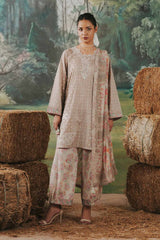 Desert Bloom – 3 Piece Embroidered Lawn Suit with Digital Chiffon Dupatta