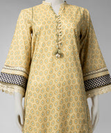 Beige Printed Lawn 3-Piece Unstitched Suit