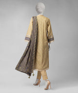 Beige Printed Lawn 3-Piece Unstitched Suit